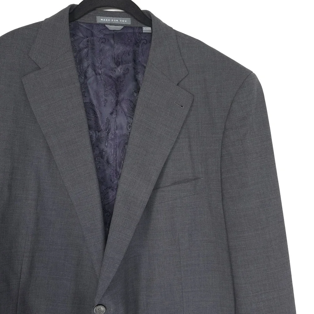 INDOCHINO New Men's Blazer Sport Coat LARGE Gray Wool Made for you APQ Jacket 52